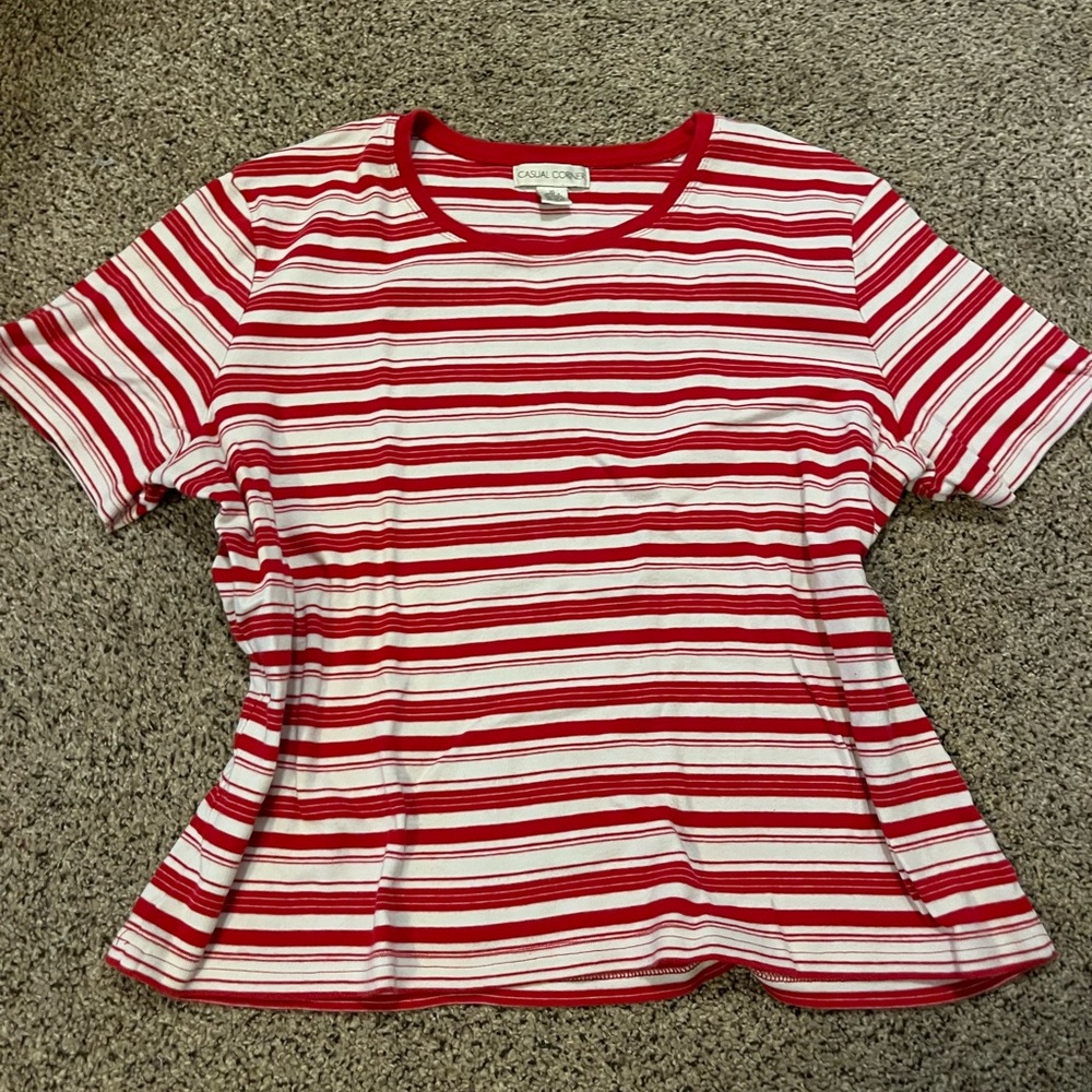 Vintage Casual Corner Red and White Striped Top